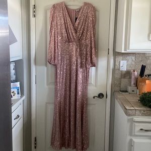 Fashion Nova Light Pink/Mauve Sequin Maxi Dress